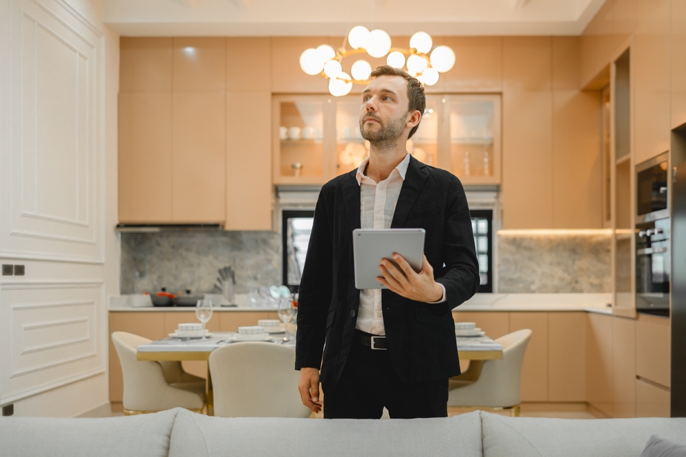 Landlord examining home inspection