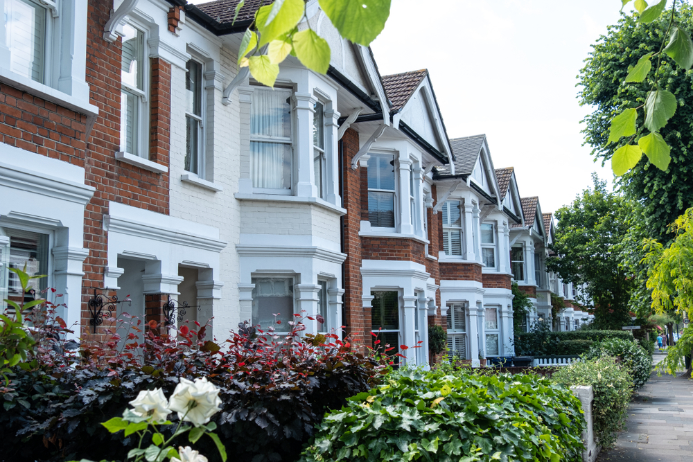 A row of typical english houses in London