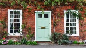House Exterior, Green Front Door and front garden